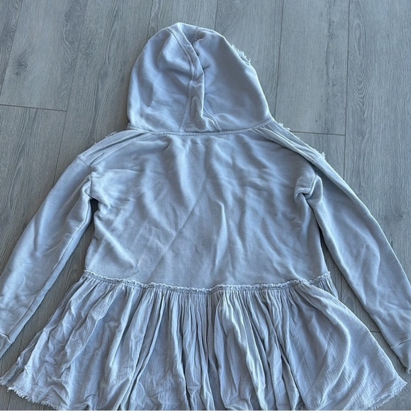 Free People Hooded Long Sleeve V-Neck Sweater - Light Blue - Large - Picture 3 of 10